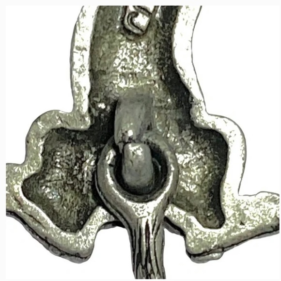 Vintage ©️JJ Hanging Cats Articulated Tail Earrings.  Base metal:  Pewter - Picture 4 of 5